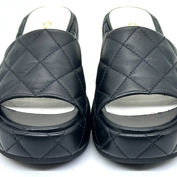 CHANEL 24P Quilted Leather Open Toe Wedge Heel Mule Slide Platform Sandal - Picture 4 of 15